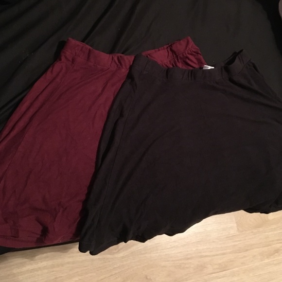 Burgundy and Black Suede Skirt