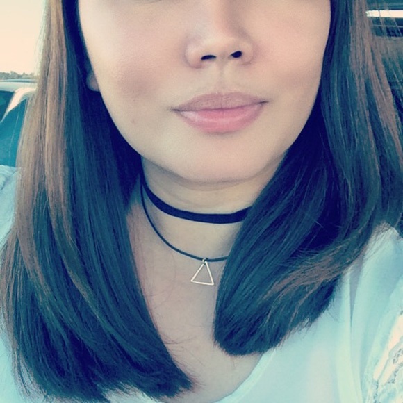 Velvet and Leather Triangle Choker