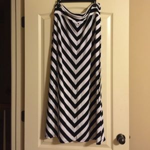 Black and white striped maxi skirt