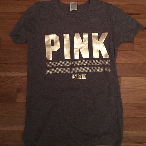 Grey pink shirt with gold title