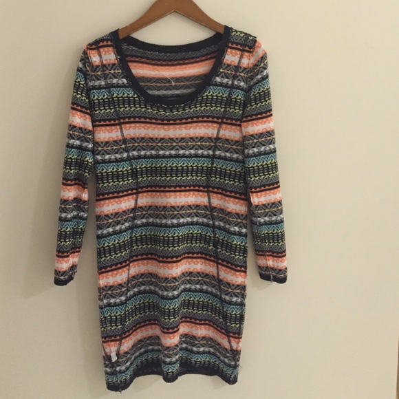 Cute colorful boho sweater dress, fitted