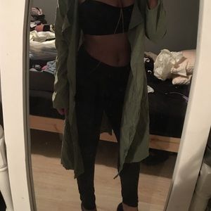 Olive Green Fashionable Trench Coat