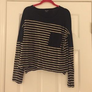 Madewell Navy and White Stripe Long Sleeve Shirt