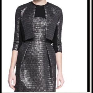 Carmen Marc Valvo Pewter Dress + Jacket