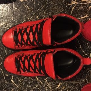Red balenciaga high top sneakers (men's)