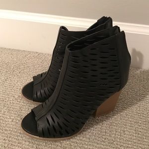 Perforated Black Peep Toe Heel - EUC