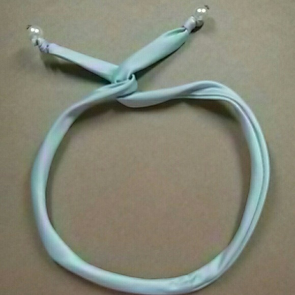 Light Blue Satin fabric wire headband w/ pearl tip
