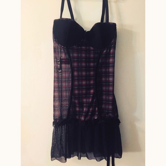 coquette plaid lingerie dress