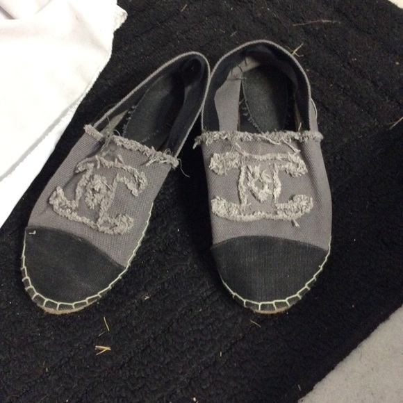 chanel shoes espadrilles gray
