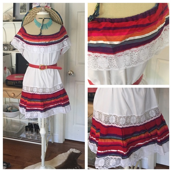Mexican Latin Mini Dress Halloween Costume Lace