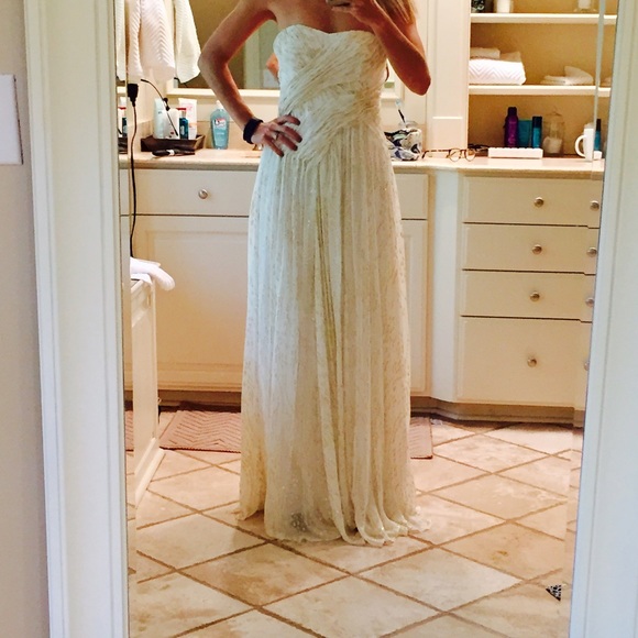 Badgley Mischka cream and gold gown