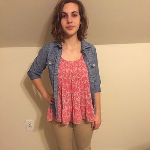 Pink floral flowing top