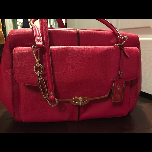 Coach red leather bag