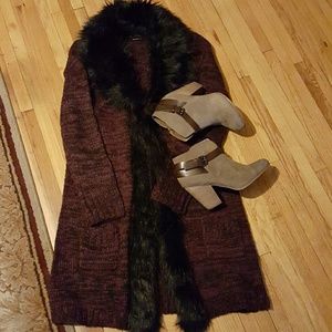 BCBG Cardigan Sweater and Carlos Boots