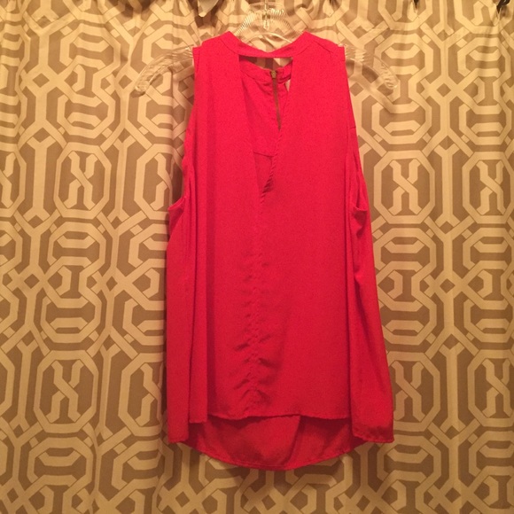 ALC red silk top with gold zip back