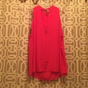 ALC red silk top with gold zip back