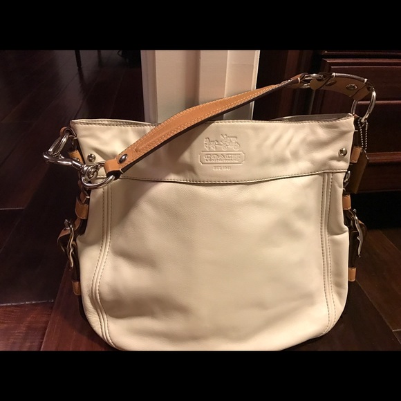Coach white and cream leather bag