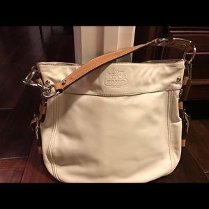 Coach white and cream leather bag