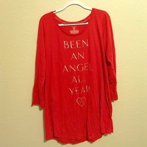 Red Long Sleeve Sleep Shirt