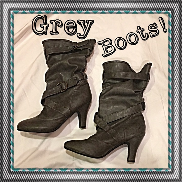LIKE NEW! Grey Heeled Boots!👢👢