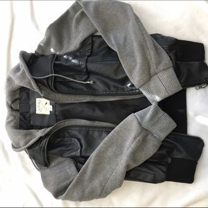 La Hearts leather sweatshirt jacket