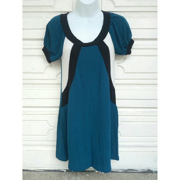 Tampa dark teal, black and white sweater dress