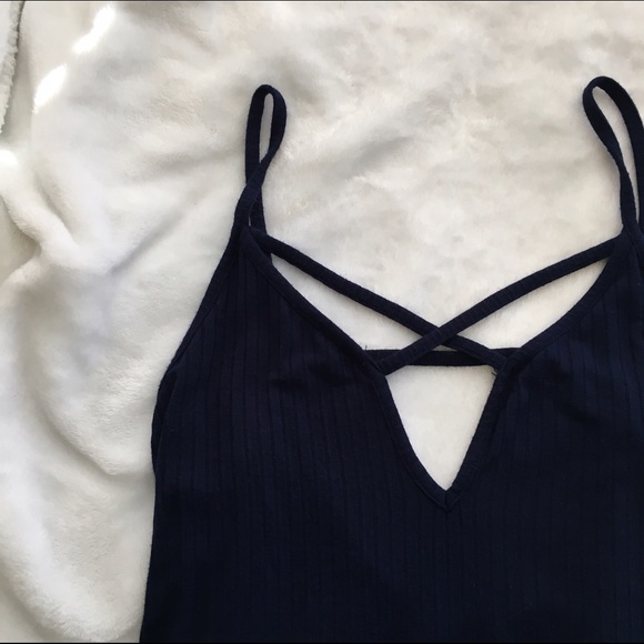 Navy Blue Cross front Bodysuit - Picture 2 of 4