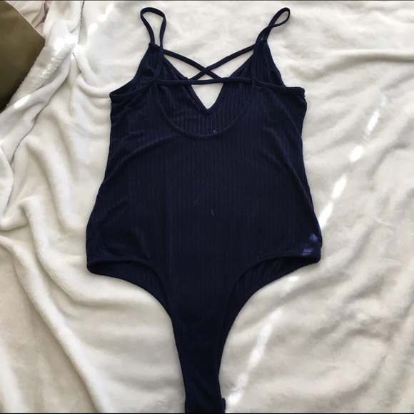 Navy Blue Cross front Bodysuit - Picture 3 of 4