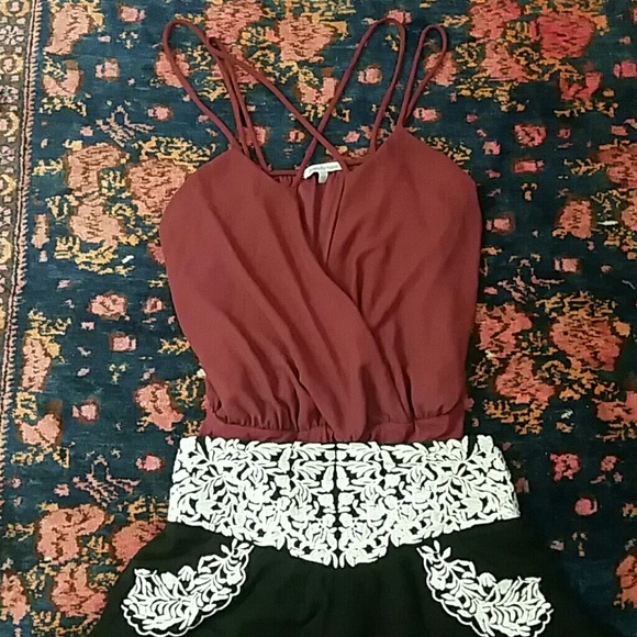 Charlotte Russe Tops - NWOT Strappy Burgundy Bodysuit