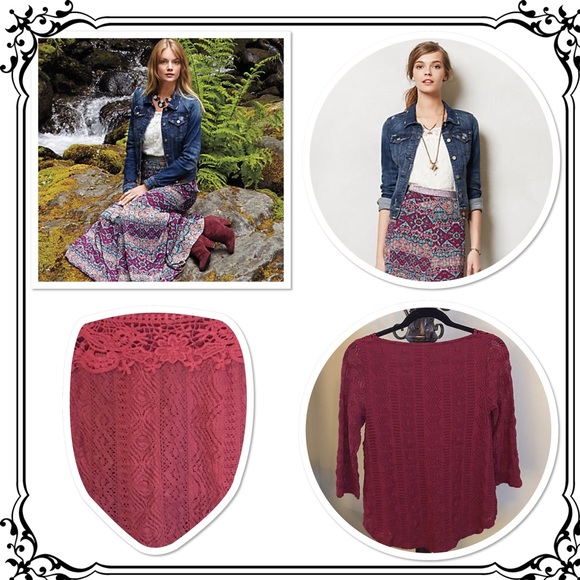 💓EUC 💓 Top Lace Melange Meadow Rue Anthropologie - Picture 4 of 4