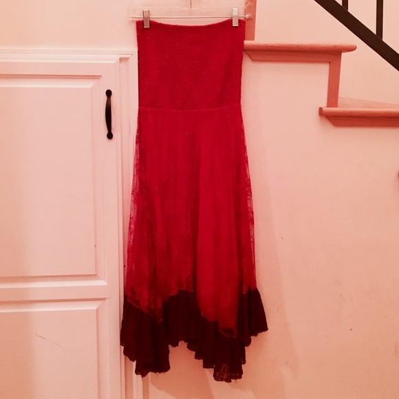 Long pink Lacey strapless free people dress