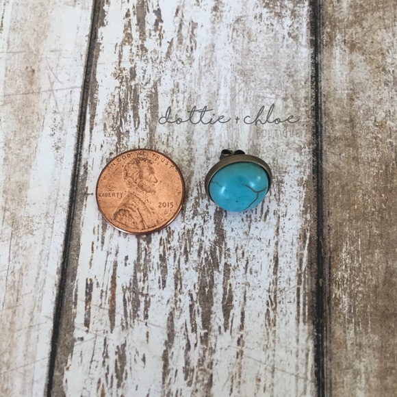 Turquoise Bohemian Inspired Stud Earrings - Picture 3 of 4