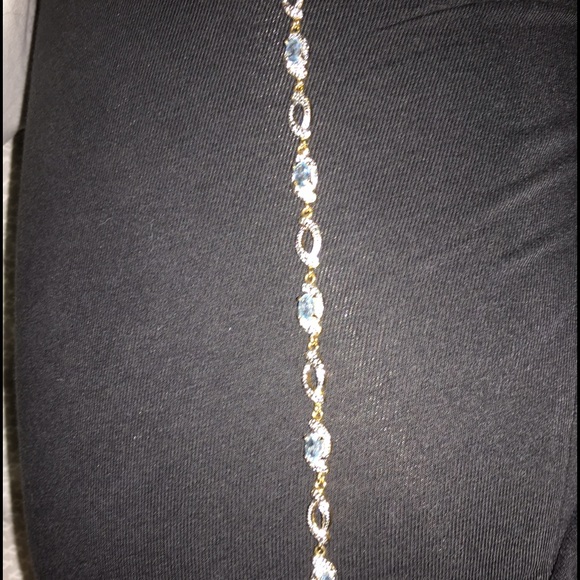Gold plated with blue stones