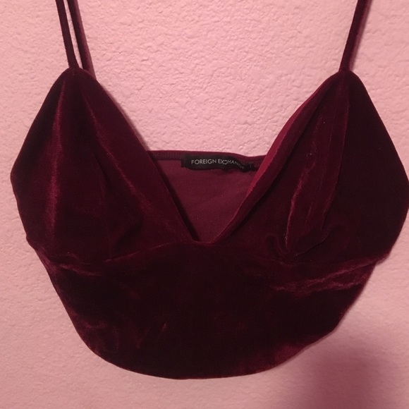 Velvet burgundy crop top