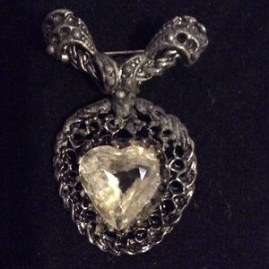 Vintage Dangling Heart with Marquisate Bow Pin