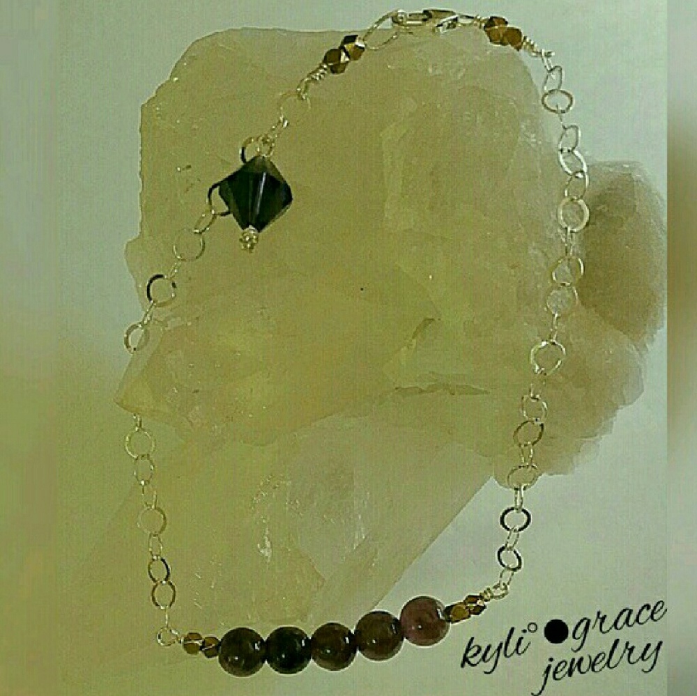 Hand Made Sterling Silver Dainty Amethyst Bracelet