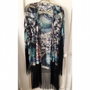 NWOT Coachella 100% silk Lisa Maree Fringe Kimono