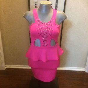 Charlotte Russe Hot Pink Keyhole back dress