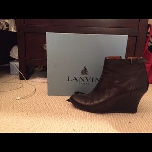 Lanvin, brown, wedge, boots