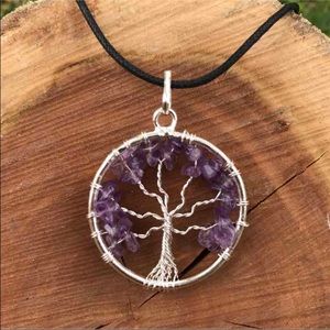 Amethyst Gemstone Tree of Life Necklace
