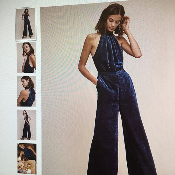 blue suede jumpsuit