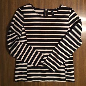 SALE JCrew Sailor-Stripe Black Ivory Crew T-shirt