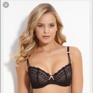 Betsey Johnson eyelet lace bra - 32B, black/pink