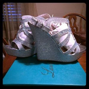 Lauren Lorraine Nonie Metallic Wedge Sandals