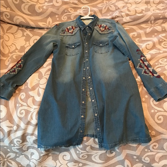 Johnny Was Denim Embroidery Dress