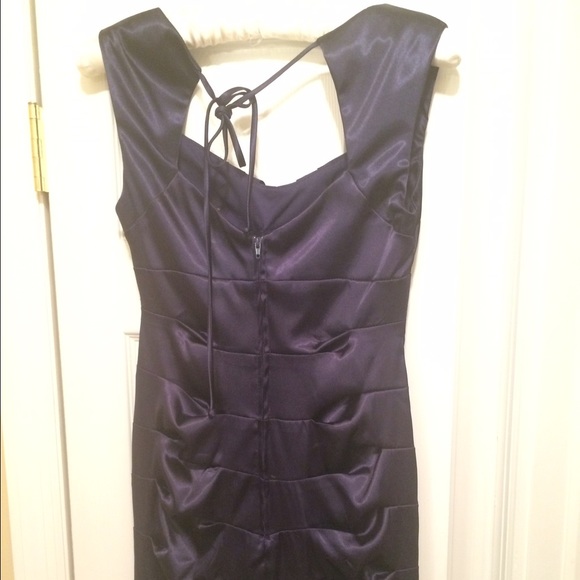 Navy Blue Silk Dress - Picture 2 of 3