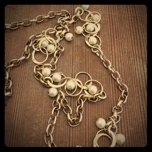 Goldtone chain and Faux Pearl Necklace