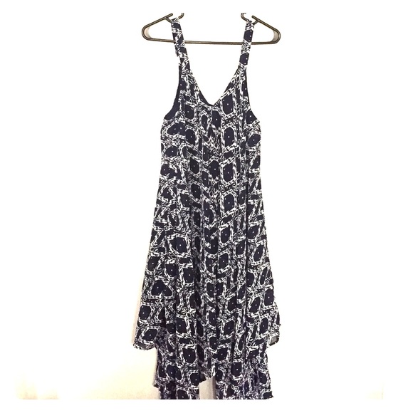 Blue and White Printed Magic Flowy Dress