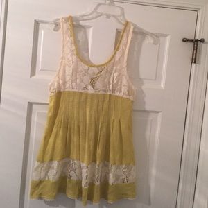 Free People Yellow and White Open Back Top, size 6
