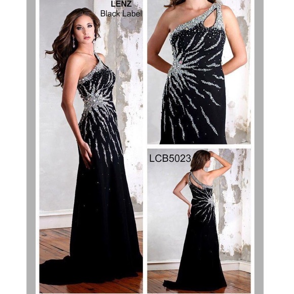 Black beaded formal gown, NWT